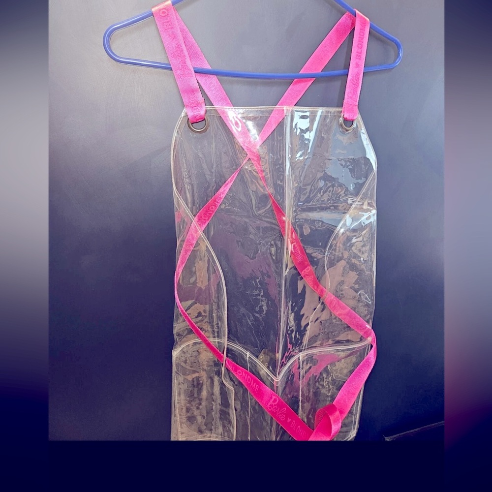 "Barbie Blonde" adult clear apron with pink new no box - Picture 2 of 7